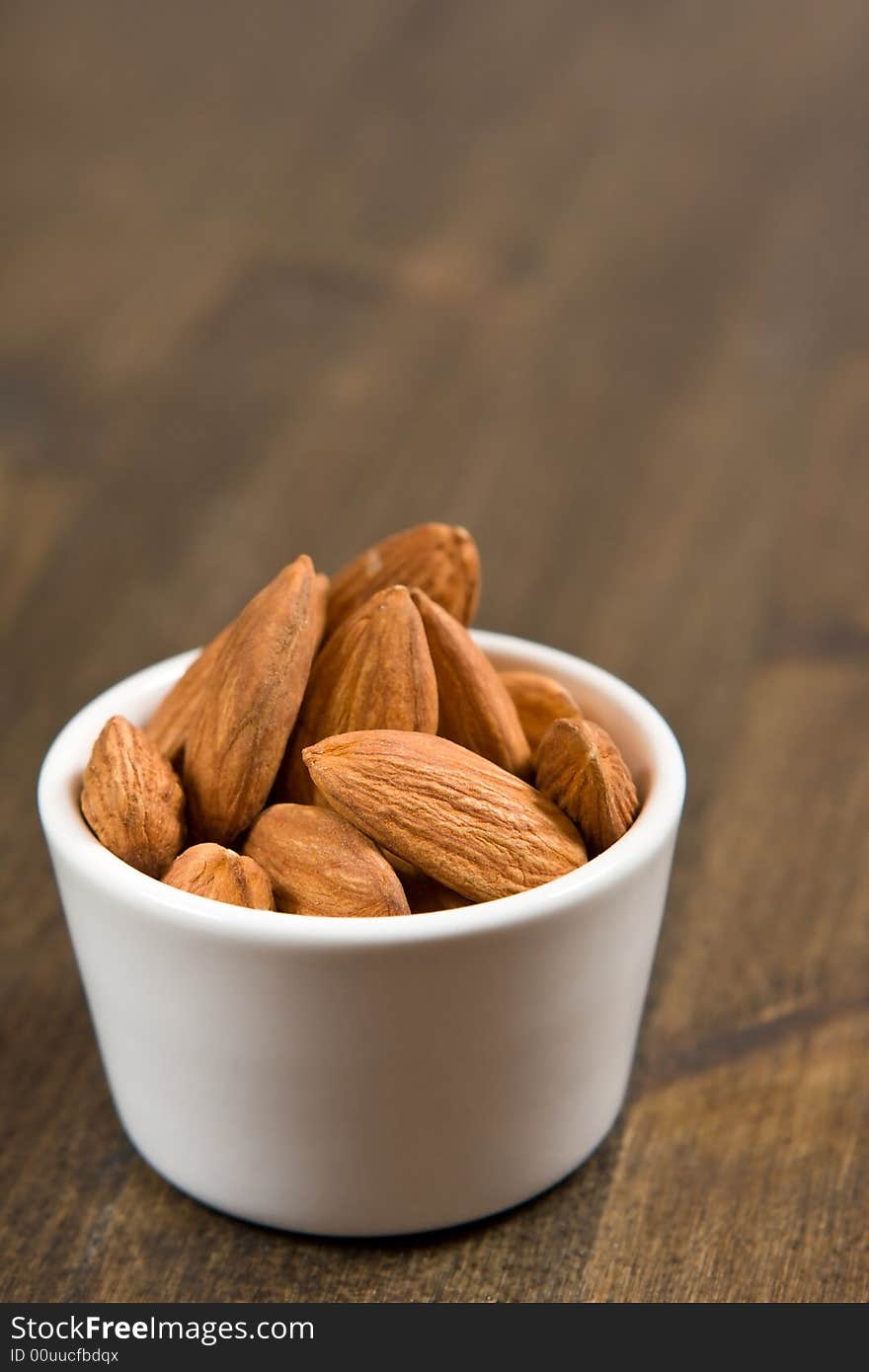 Almonds in the white dishes