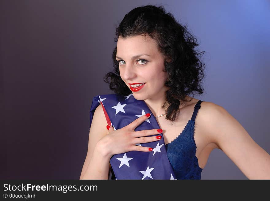 Fifties Pin-up Girl On 4th July