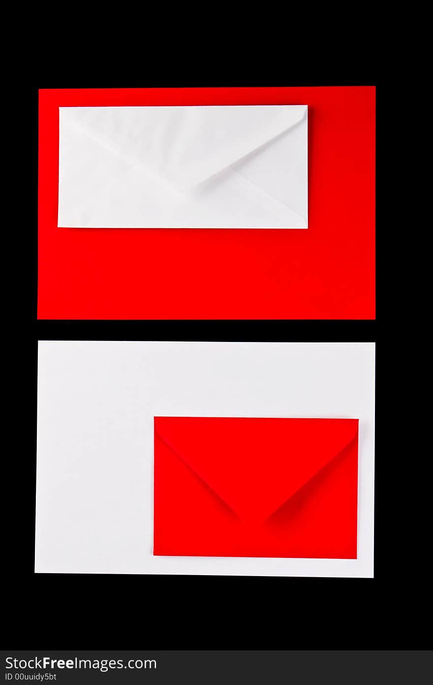 Red and white envelopes on a white background