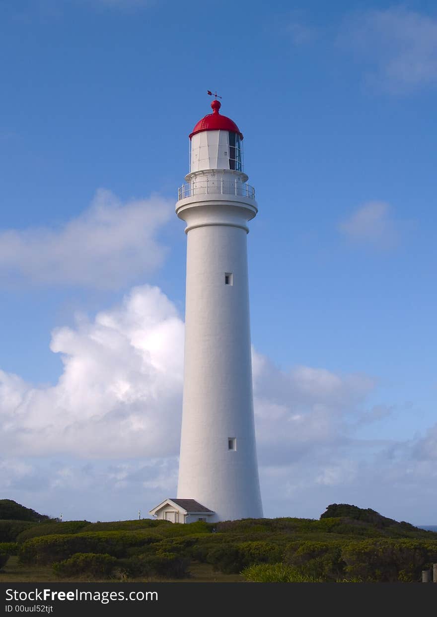 Split Point Lighthouse at Aireys Inlet is one of the many landmarks visited  the great ocean road in Victoria, Australia