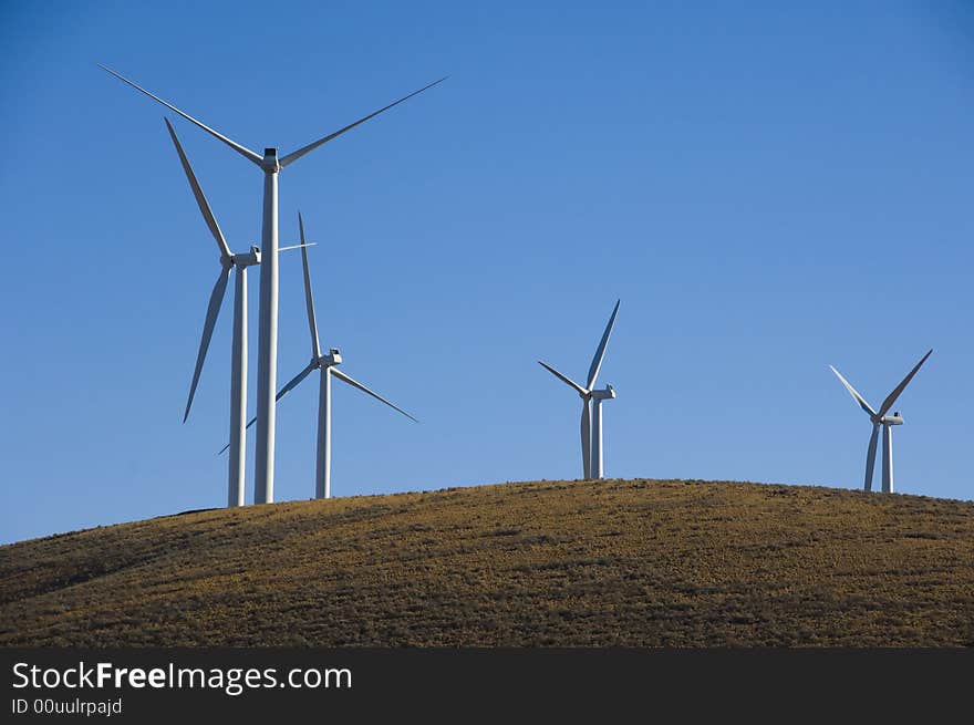 Wind turbines.