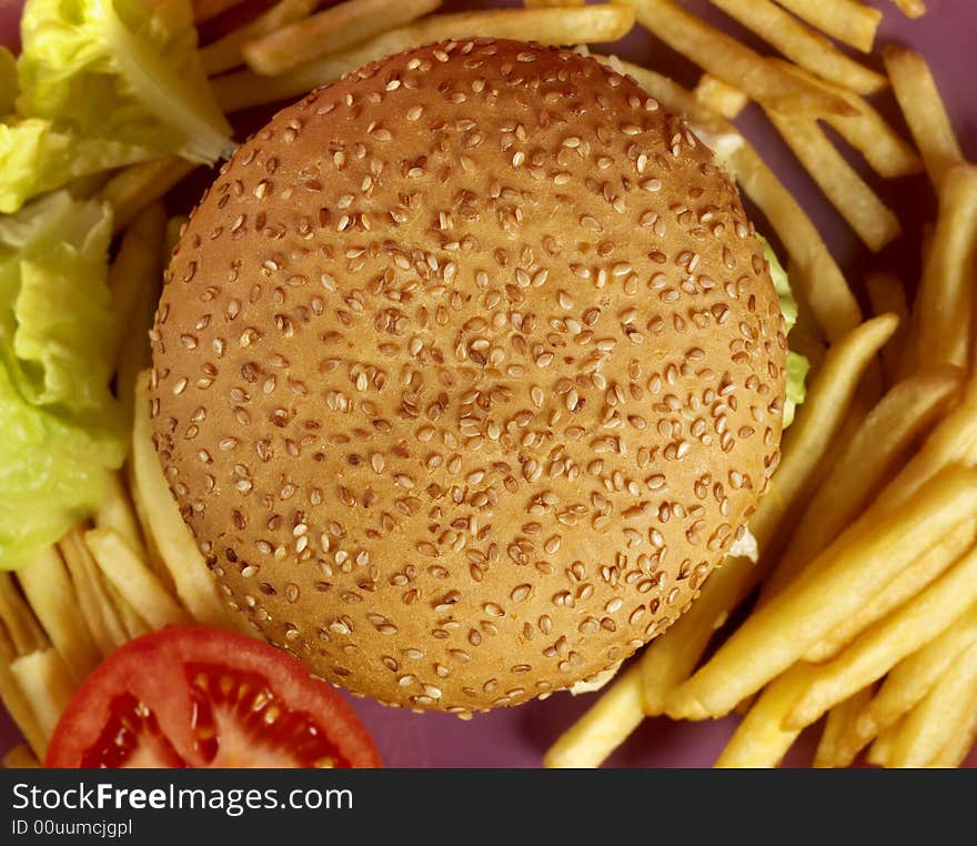 Delicious burger with all ingredients. Delicious burger with all ingredients