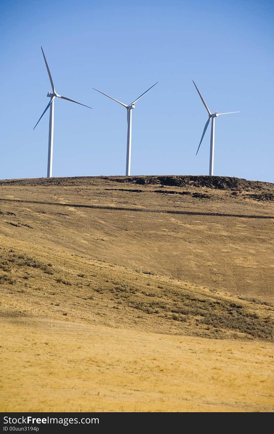 Wind turbines in the desert. Wind turbines in the desert.