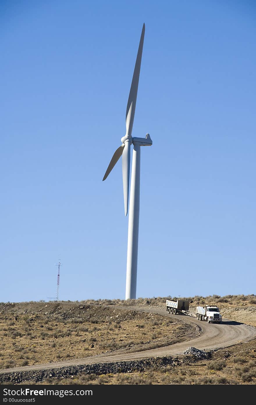 Wind Turbines And Dump Truck.