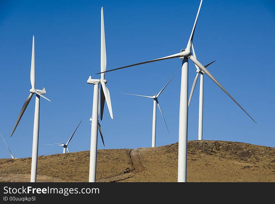 Wind turbines in the desert. Wind turbines in the desert.