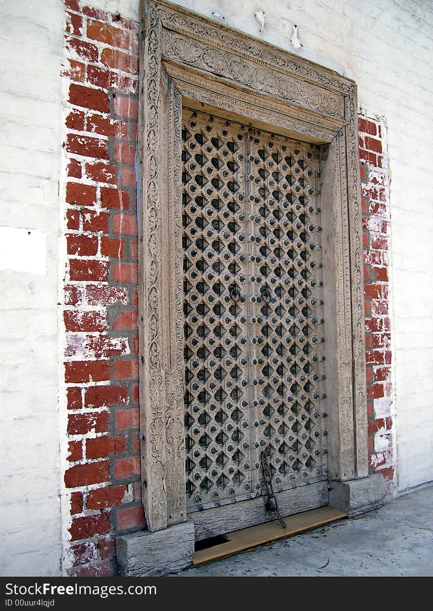 Carved wood door