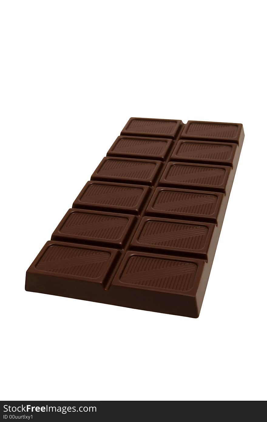 Tasty dark chocolate on a white background