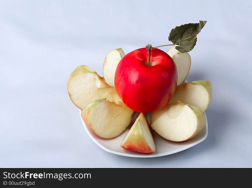 Some slices of red apple