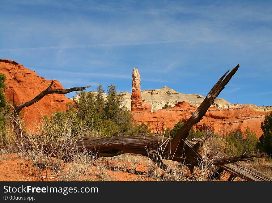 View of the red rock formations in Kodachrome Basin with blue skys. View of the red rock formations in Kodachrome Basin with blue skys