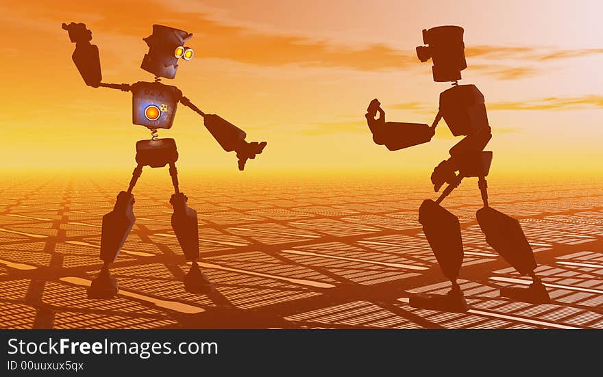 Cgi render of cartoon robot