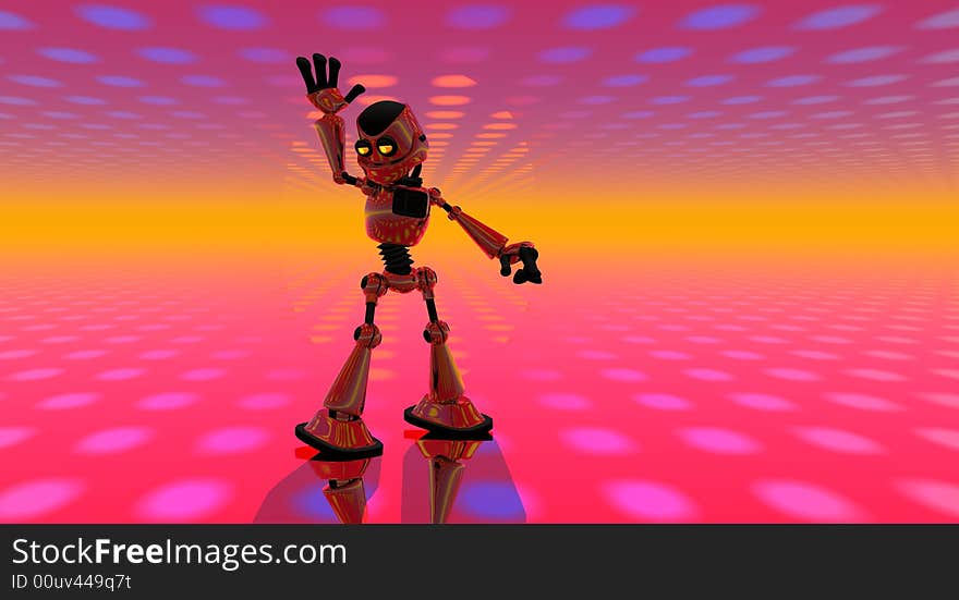 Cgi render of cartoon robot