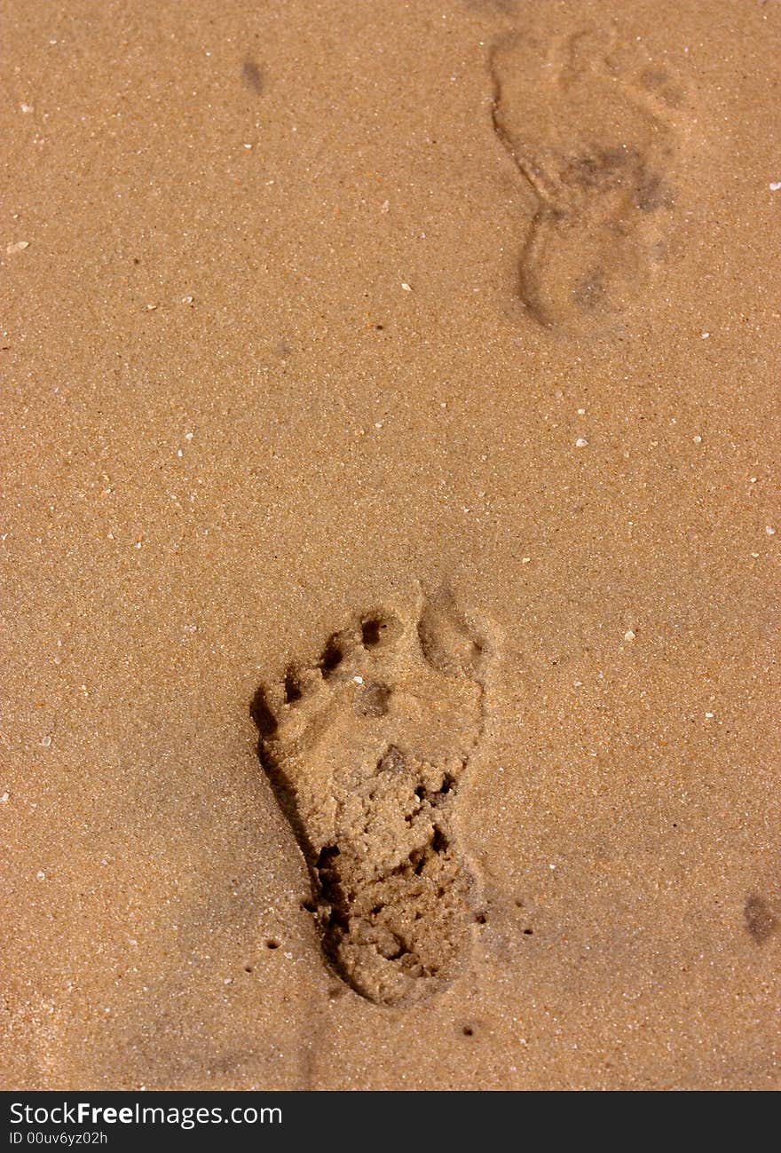 Embossed foot print on the beaches of Southern Asia. Embossed foot print on the beaches of Southern Asia