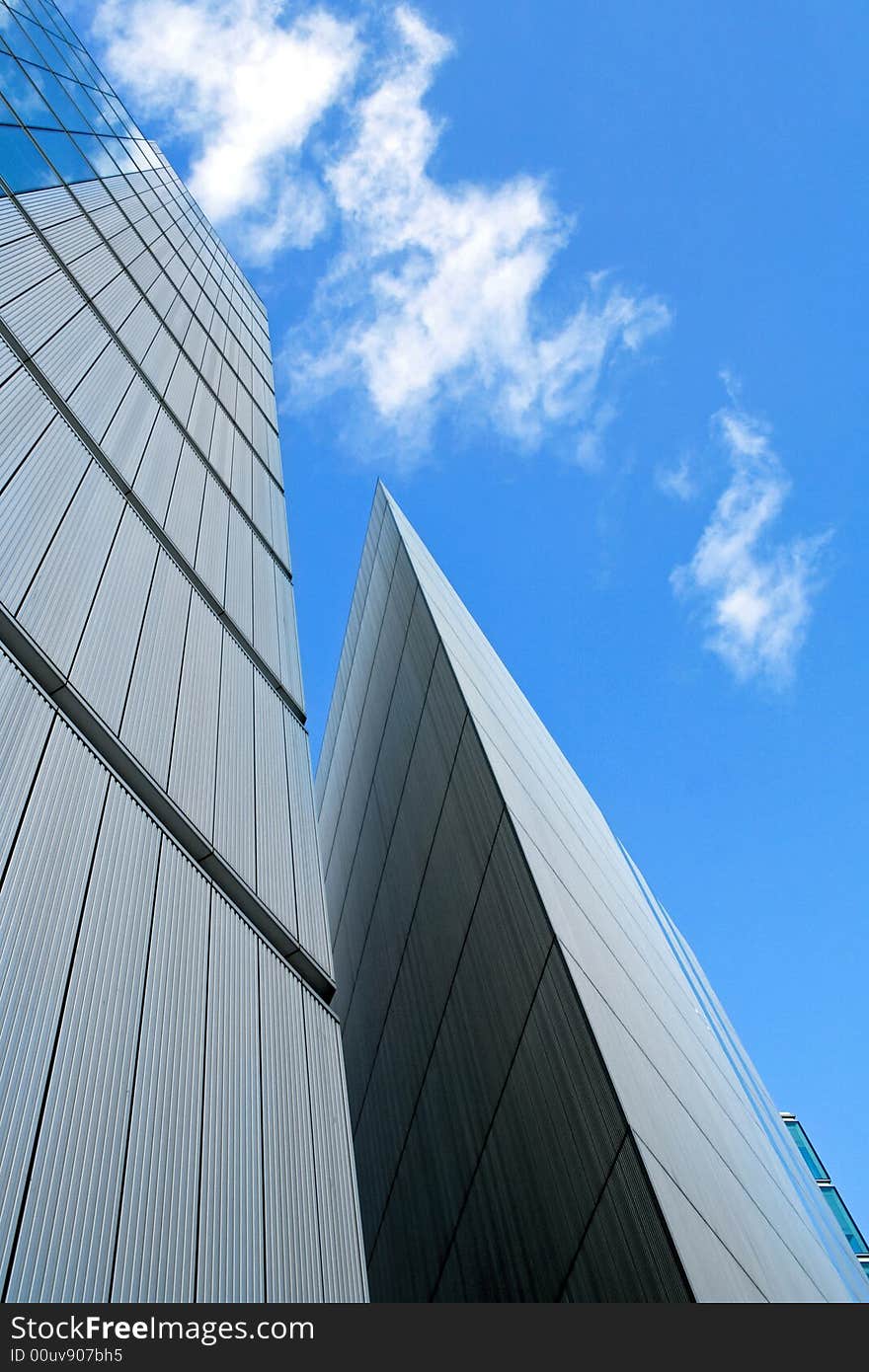 Very sharp skyscraper building over blue sky. Very sharp skyscraper building over blue sky