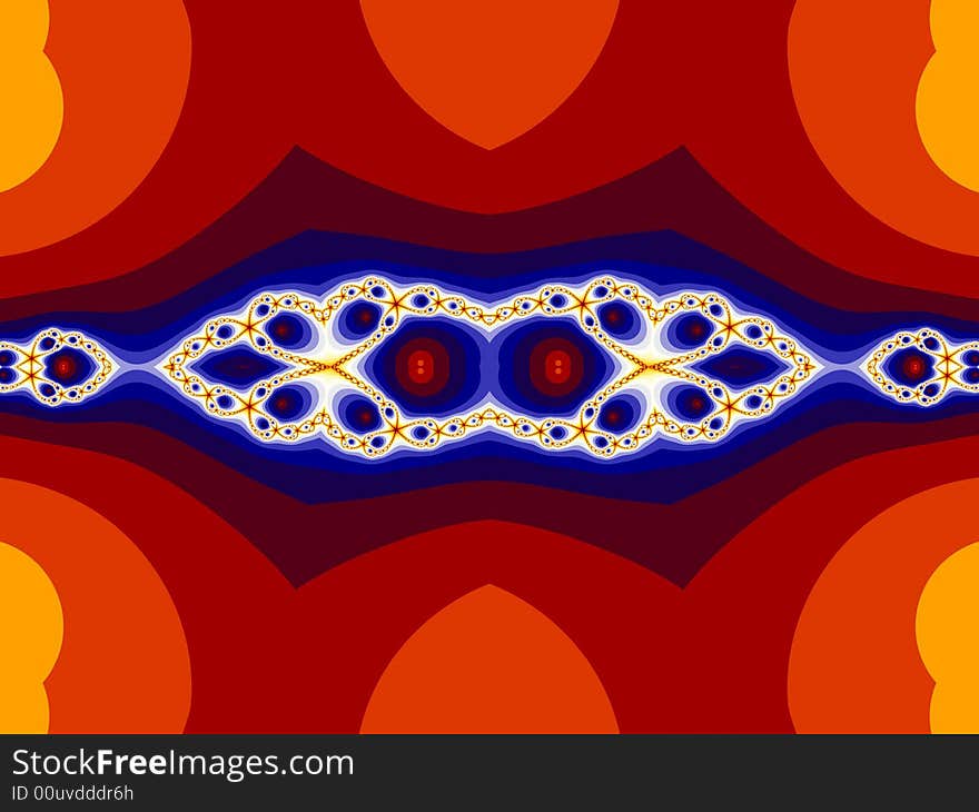 Fractal with orange, red, blue and yellow colors. Fractal with orange, red, blue and yellow colors