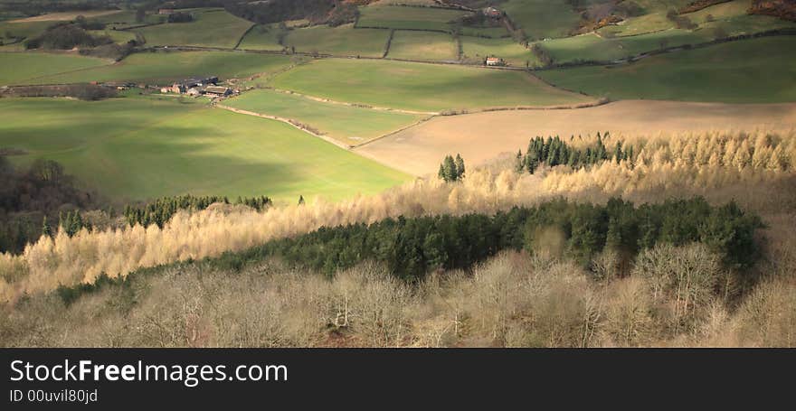 Sunlight travelling across the fields in North Yorkshire