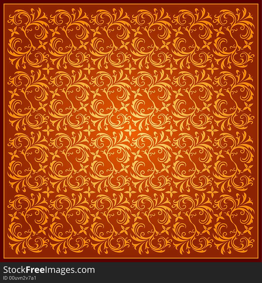 Vector floral background in gold and chocolate color. Vector floral background in gold and chocolate color