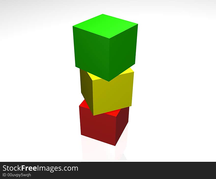 3d illustration - colored cubes