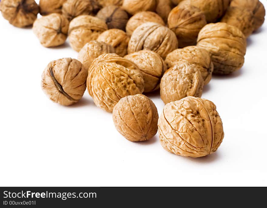 Walnuts isolated on white background