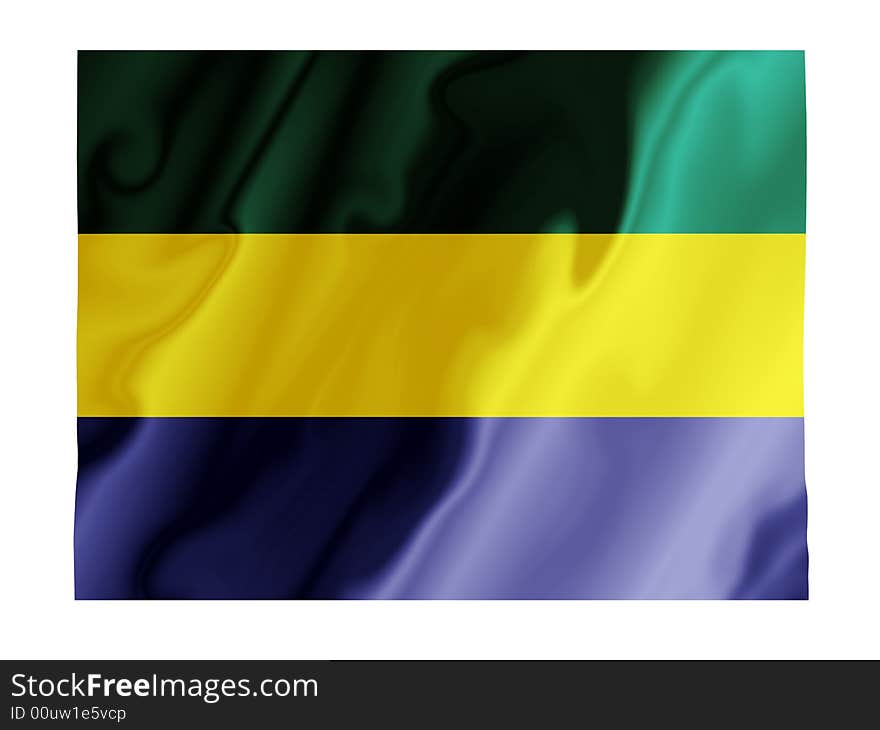 Fluttering image of the Gabon national flag. Fluttering image of the Gabon national flag