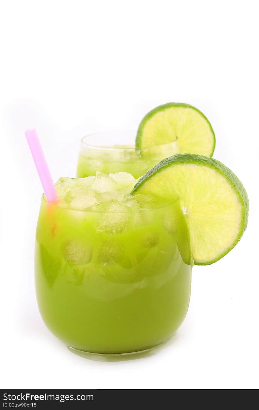 Two Green cold cocktail lime