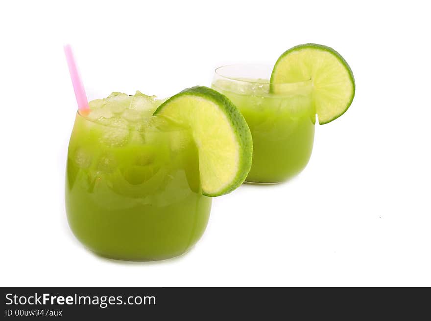 Two Green cold cocktail lime