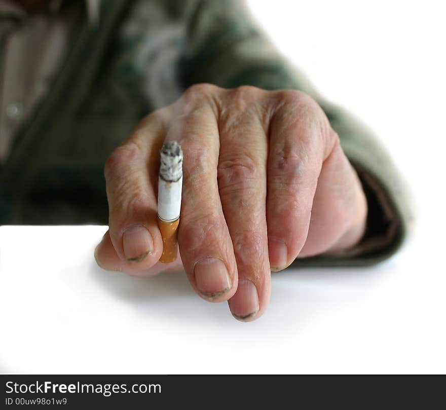 Its a hand with cigarette. Its a hand with cigarette