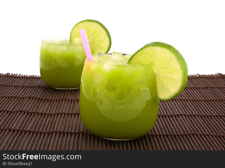 Two Green cold cocktail lime