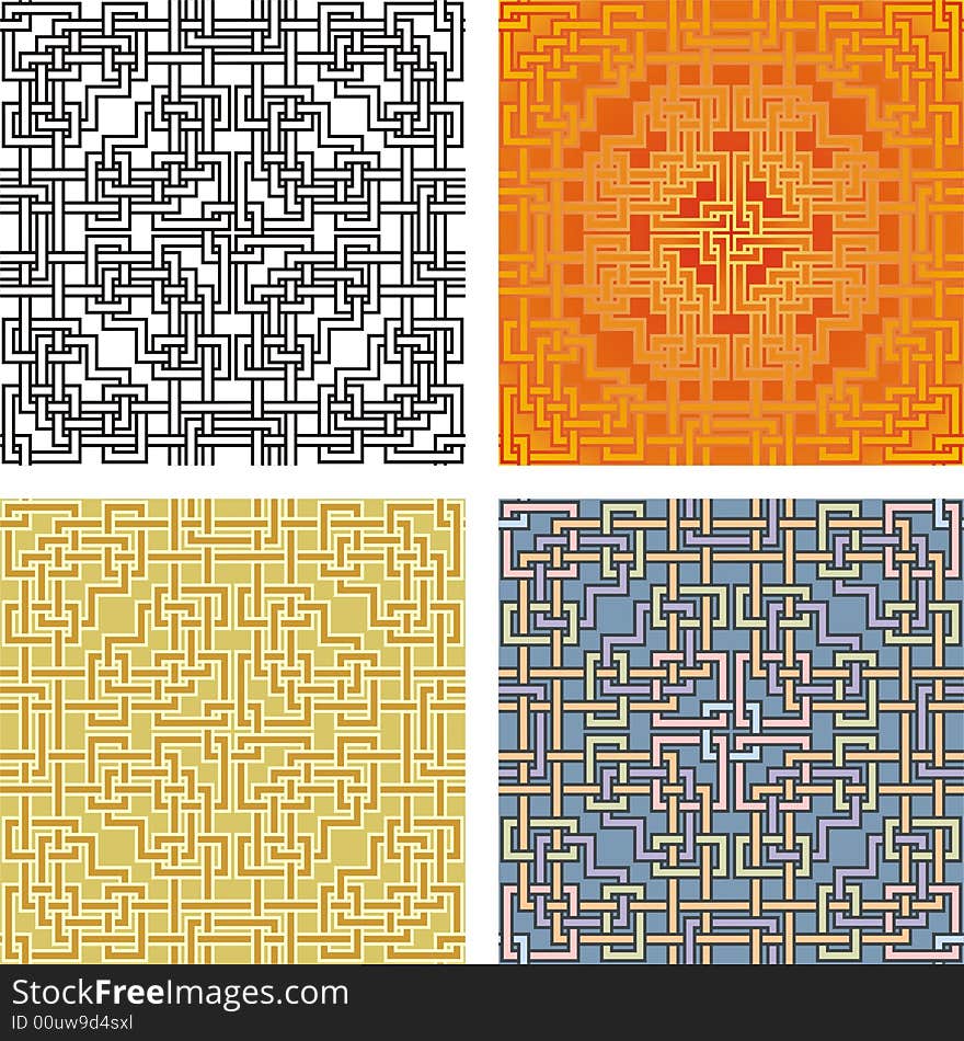 Coloured and black&white versions of geometrical pattern