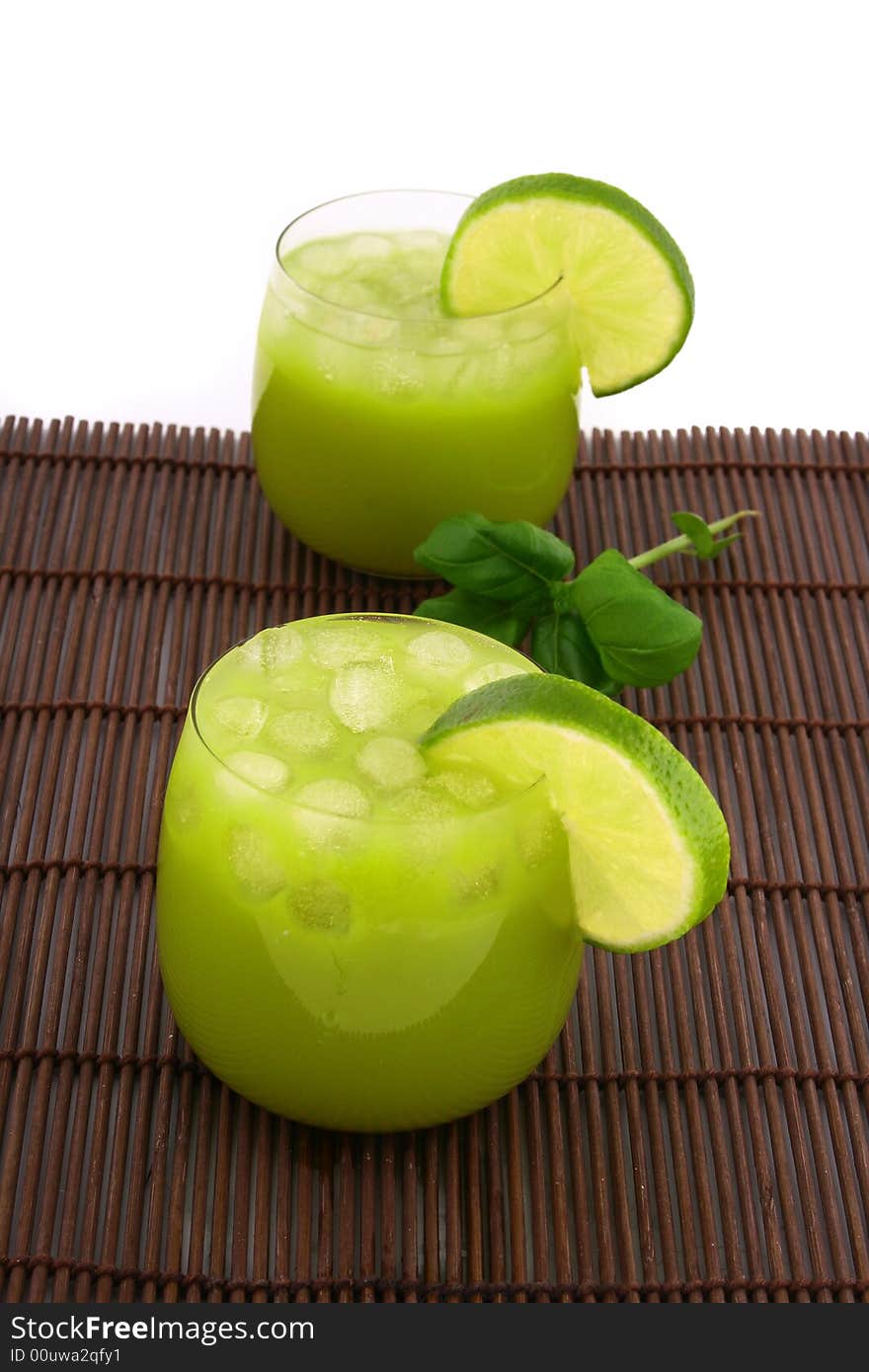 Two Green cold cocktail lime