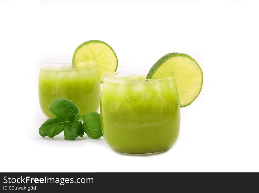 Two Green cold cocktail lime