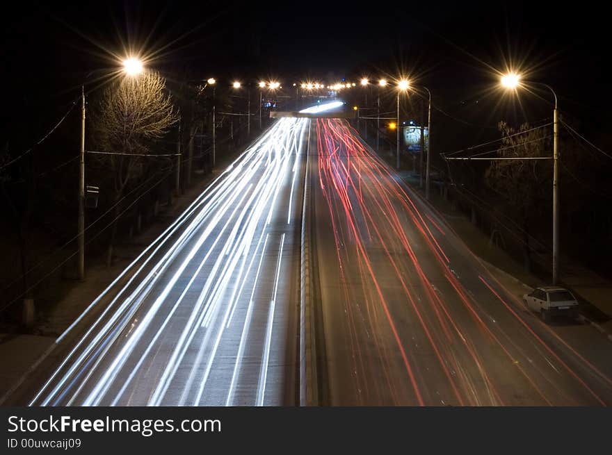 Night jam on the urban highway. Night jam on the urban highway