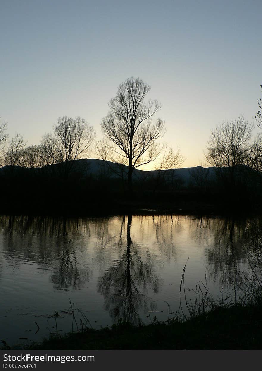 Sunset on river cetina