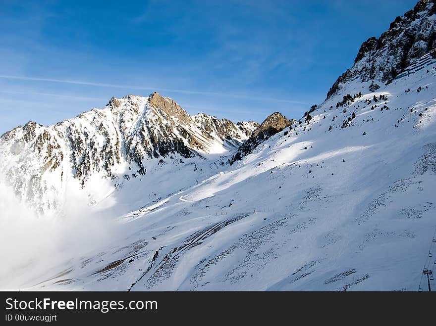 Close ups of mountain peaks