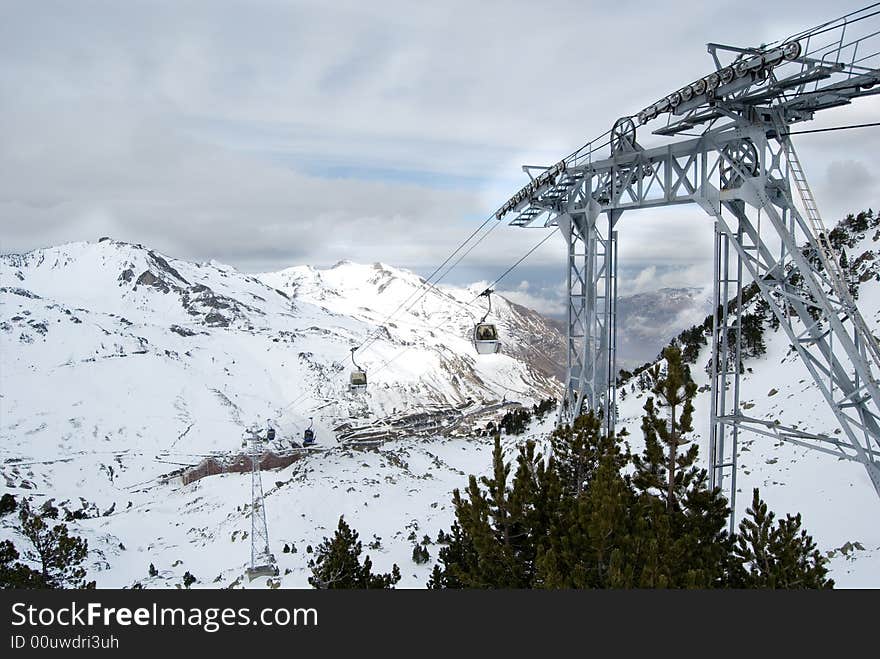 Chair lifts at the top of the moutain