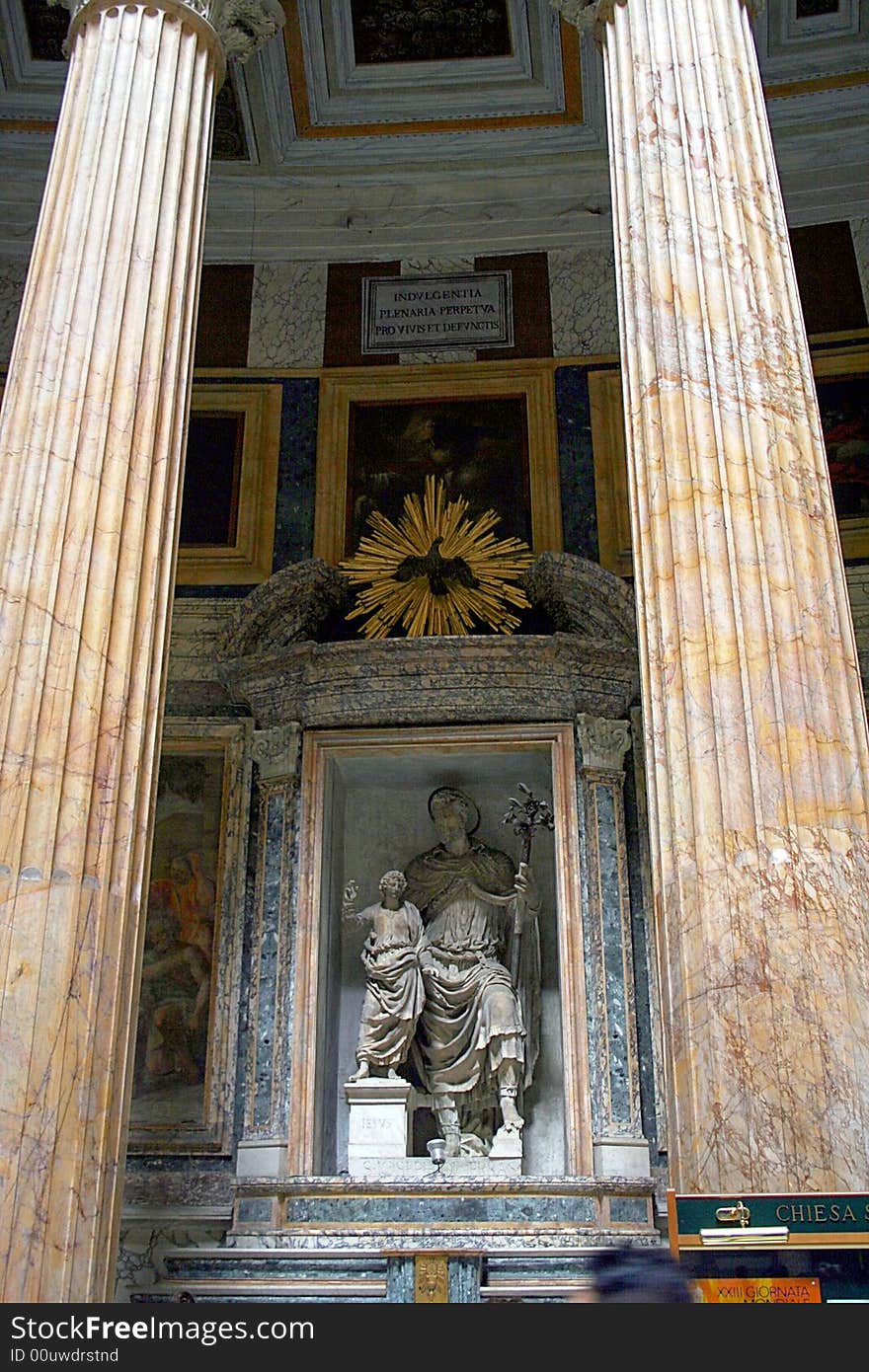 A Sculpture in the Pantheon in Rome Italy