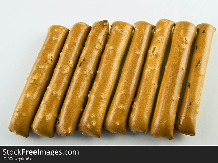 Pretzel sticks isolated on white background