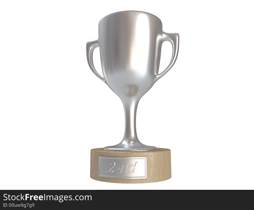 3d scene of the silver cup on white background