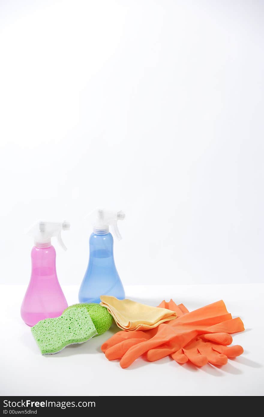 Some household cleaning products in the studio