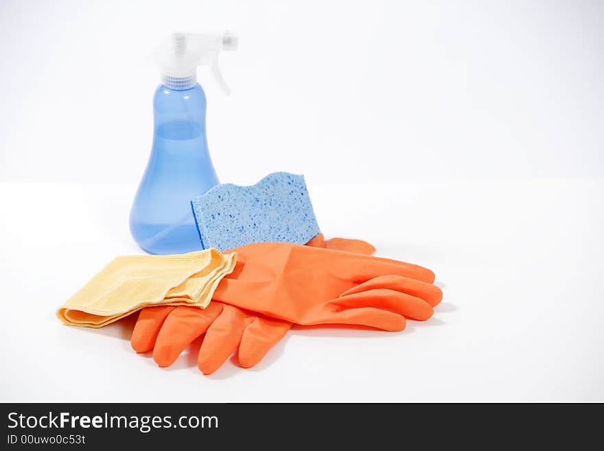 Some household cleaning products in the studio