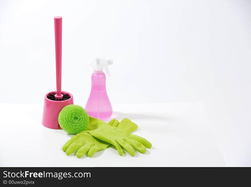 Some household cleaning products in the studio