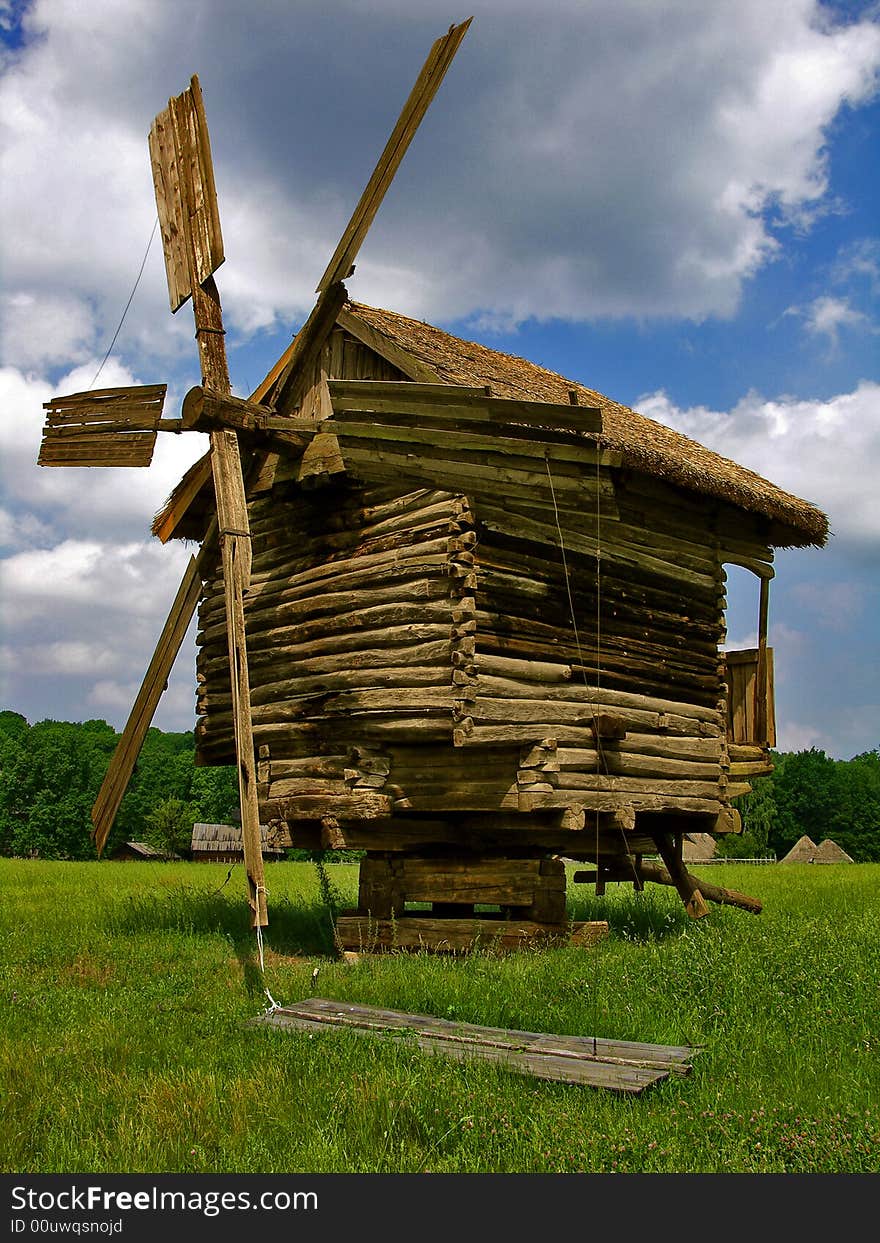 old wooden windmill