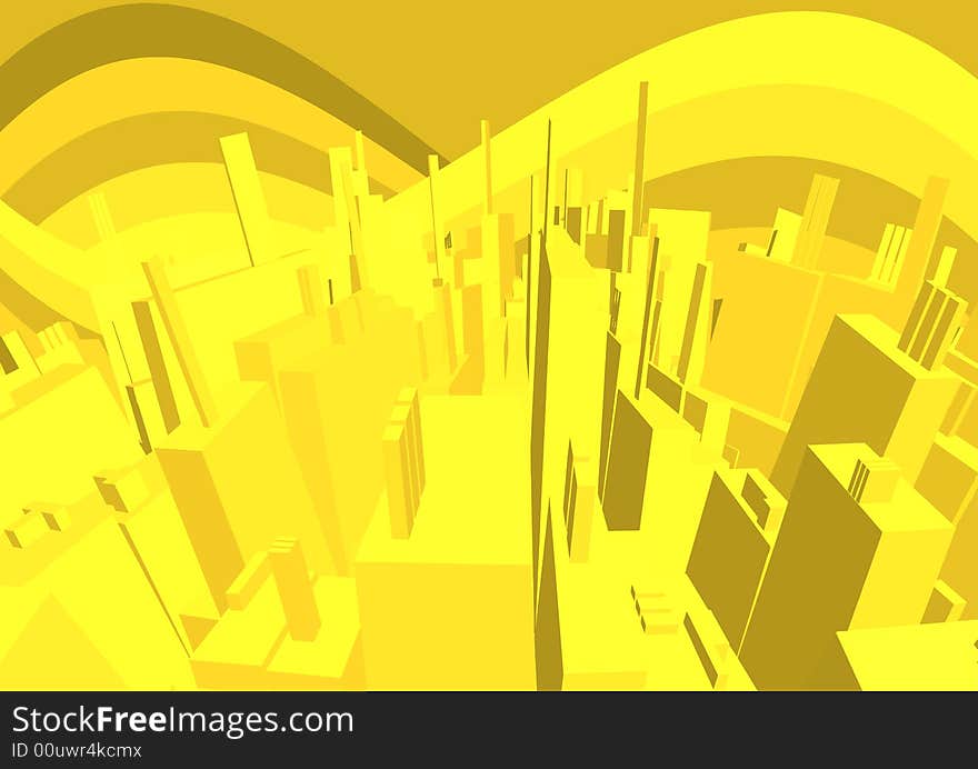 A vector illustration of a city with some flowing background. A vector illustration of a city with some flowing background