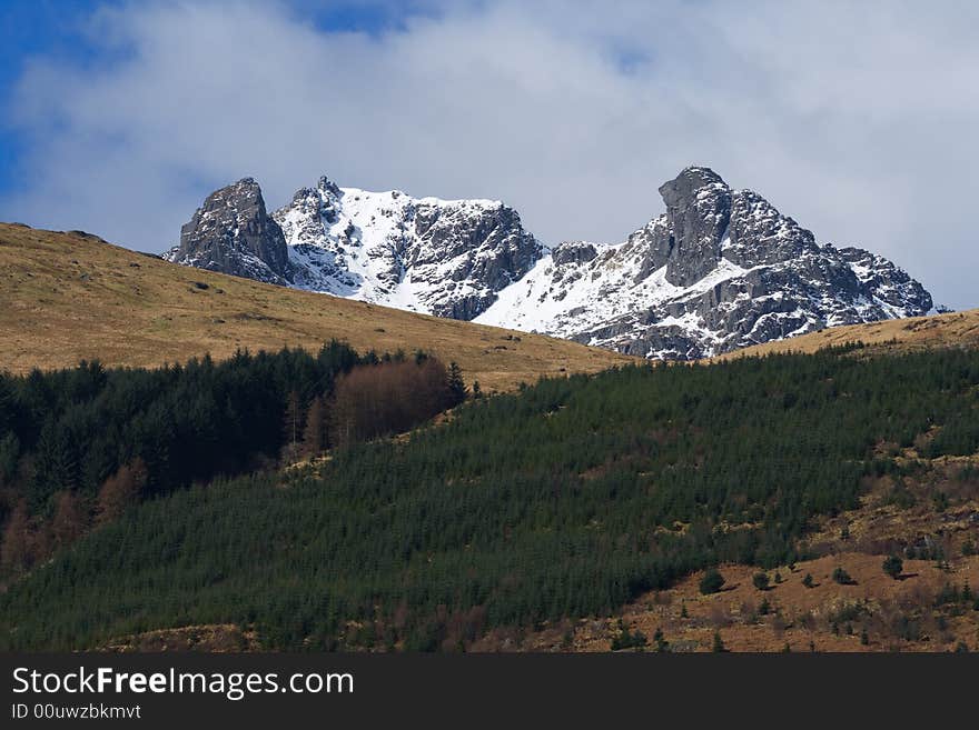 The craggy peak of The Cobbler, a famous Scottish mountain near Arrochar