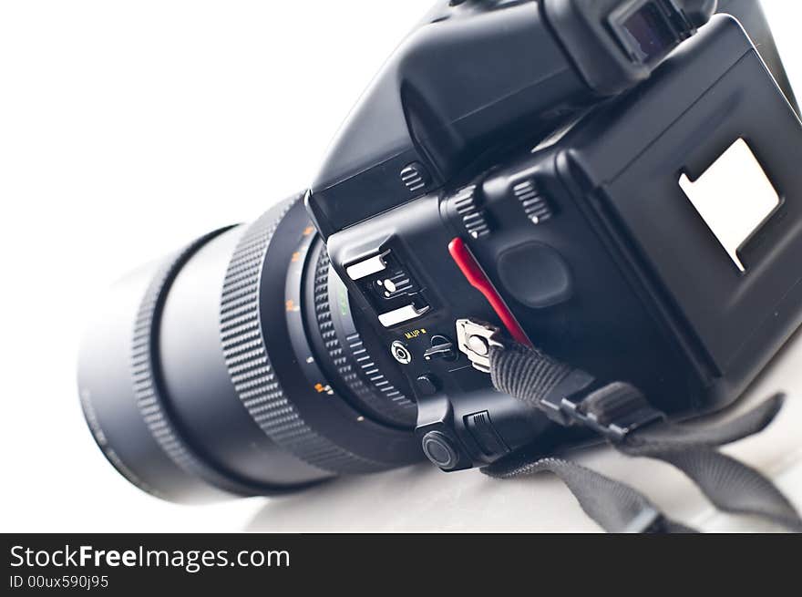 Medium format camera on white background