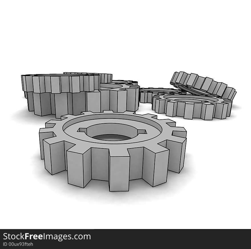 Isolated cogwheels - business network - illustration