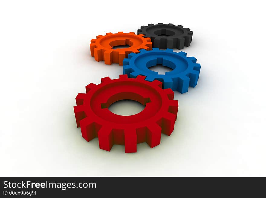 Isolated cogwheels - business network - illustration