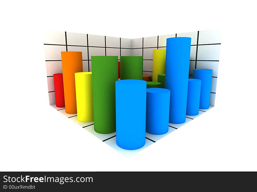 Statistics - 3d isolated multicolor diagram