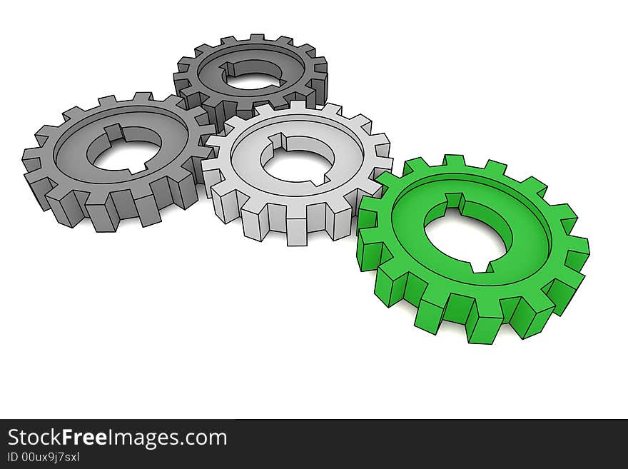 Isolated cogwheels - business network - illustration