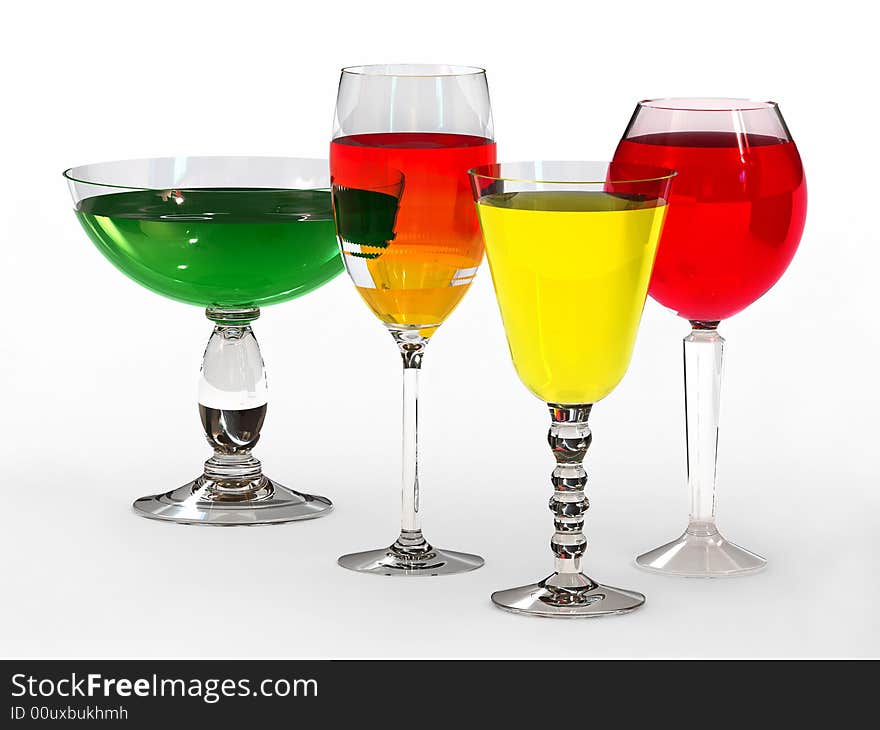 Four tall wine glasses