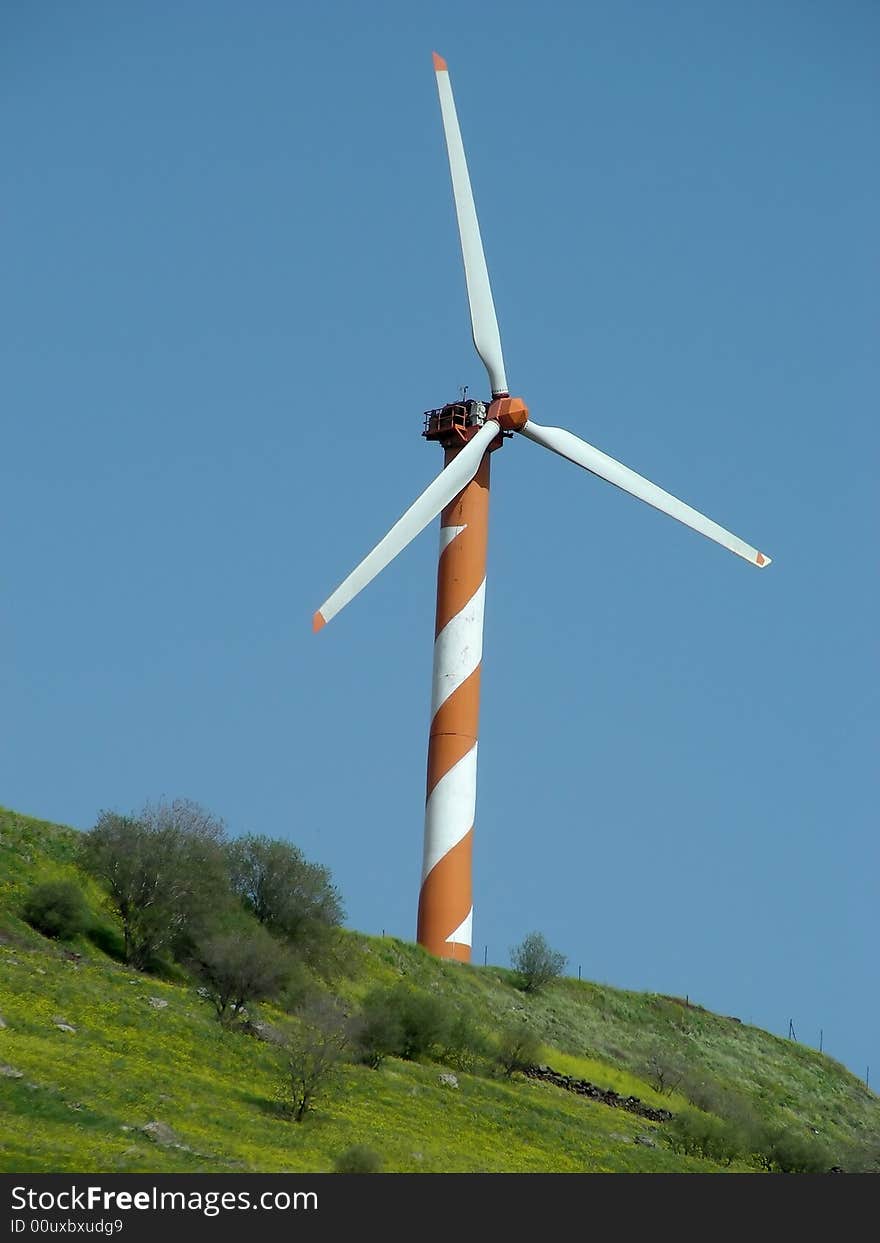 Part of a wind farm, with stripes - northern Golan, Israel. Part of a wind farm, with stripes - northern Golan, Israel.